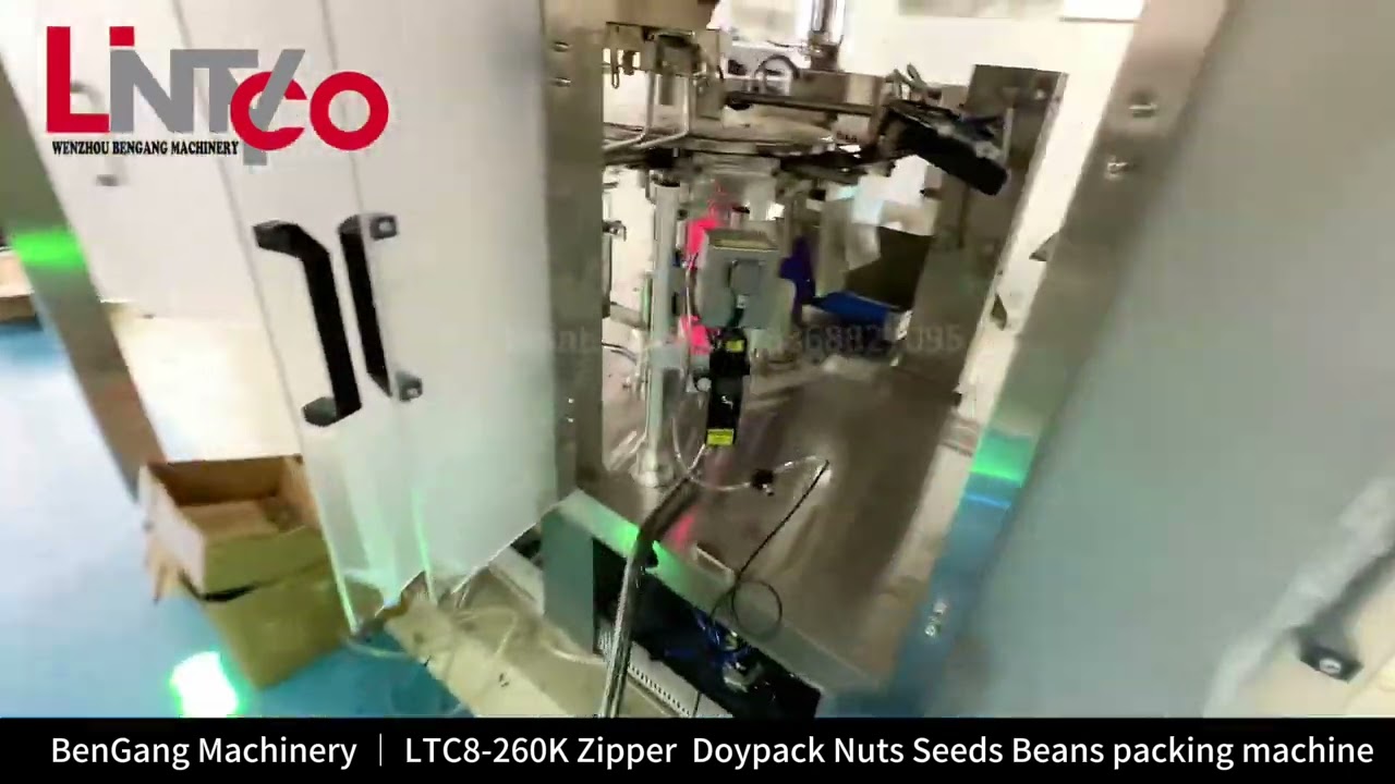 Máquina de embalagem Zipper Doypack para nozes, sementes, salgadinhos, chips com alimentador dessecante