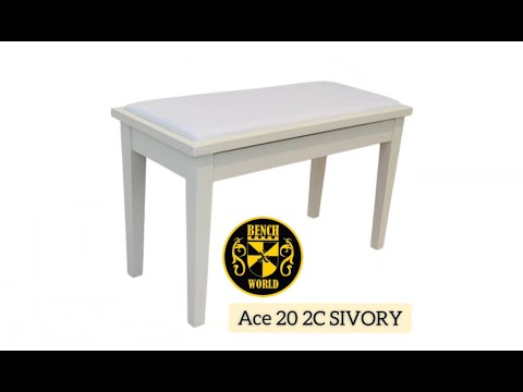 ACE 20 2C SIVORY by Benchworld - Fixed Height Piano Bench with Storage in Satin Ivory