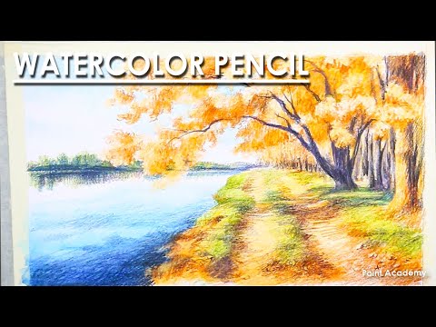 Watercolor Pencil A Composition on Autumn | steps to follow