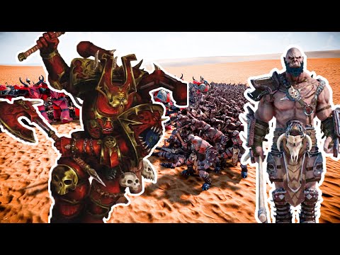 50 Khorne Berserkers vs 4k Orcs | Warhammer vs Fantasy Orcs | UEBS 2