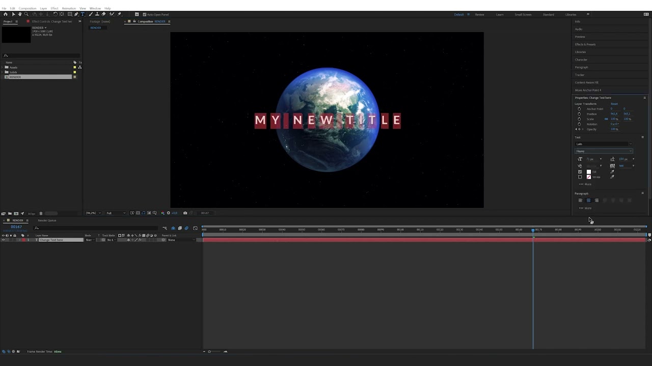 How to edit the Clean Earth From Space Title Intro in After Effects