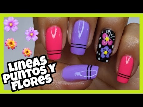 DECORACIÓN DE UÑAS PUNTOS, LINEAS Y FLORES | PRINCIPIANTES ♥ NailArt By Andy