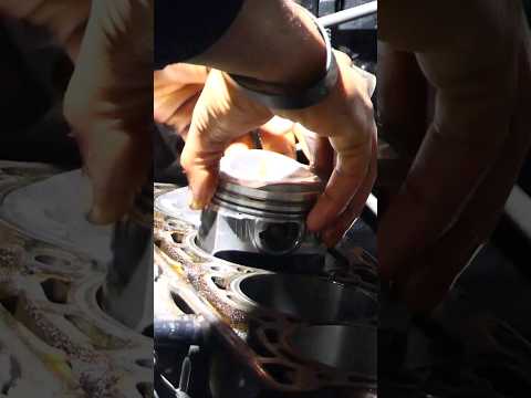 Installing piston without removing engine block. #petrolengine #enginerebuild #piston