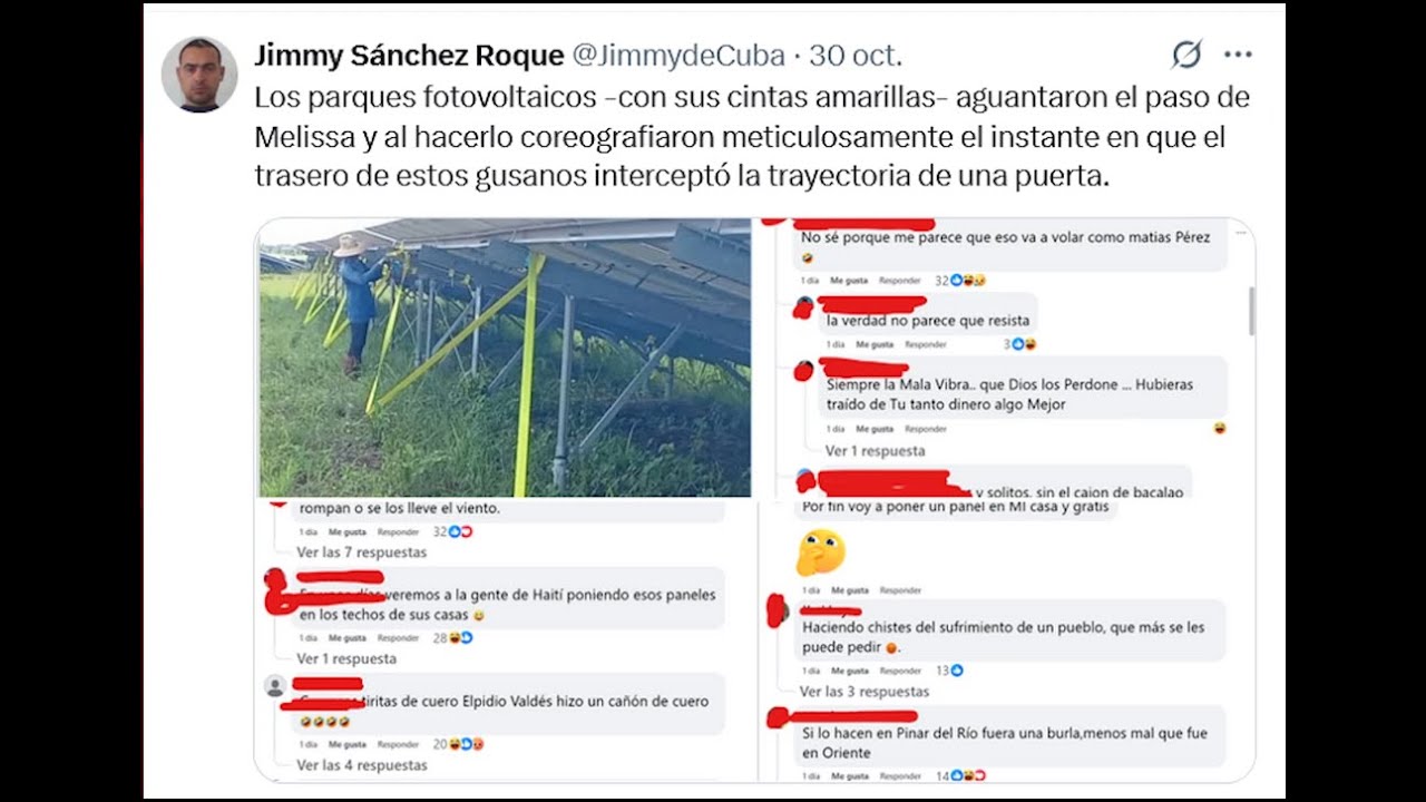¿No decían que los parque solares de Cuba volarían con el huracán Melissa?