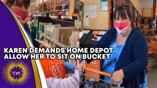 Karen Attempts To Struggle With Home Depot Worker Over Bucket She Didn't Pay For