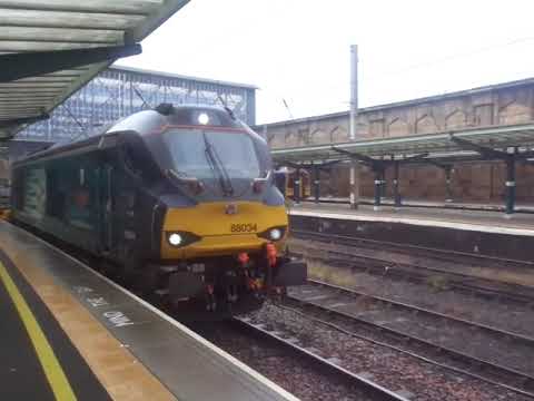 The Class 68 DRS No.68034 'Rail Riders 2020' with Network Rail's Sleepers was passing at Carlisle.