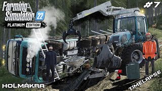 TRANSPORTING LOGS WITH VOLVO - GONE WRONG | Forestry ON Holmakra | Farming Simulator 22 | Episode 7