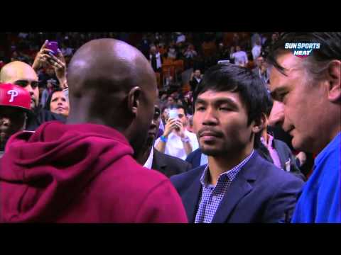 Floyd Mayweather and Manny Pacquiao Conversation at Miami vs Milwaukee Game