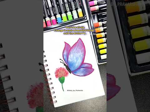 Butterfly 🦋 in oil pastels🌹!! #shorts #subscribe #butterflydrawing #oilpastelart #oilpastel #flower