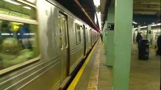 preview picture of video 'IND Queens Blvd Line: R46 F Train at Forest Hills-71st-Continental Aves (Rush Hour)'