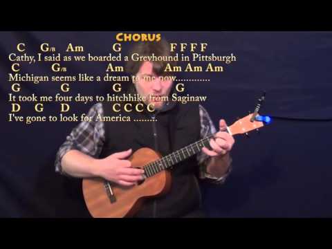 America (Simon & Garfunkel) Bariuke Cover Lesson in C with Chords/Lyrics
