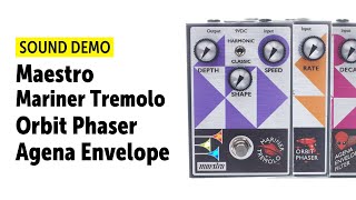 Video thumbnail for Maestro Mariner Tremolo, Orbit Phaser & Agena Envelope Filter - Sound Demo (no talking) by Guitar Bonedo