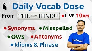 10:00 AM - The Hindu Vocab Dose by Sanjeev Sir | 22th July 2019 | Day #6