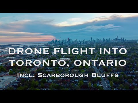 4K Drone Flight Into Toronto featuring Pickering, Scarborough Bluffs; breathtaking view of Toronto