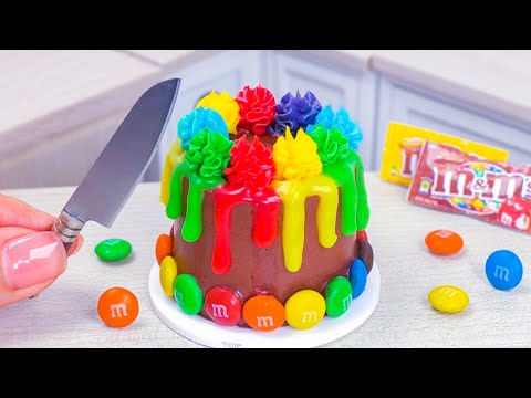 Awesome Miniature Rainbow Chocolate M&M Cake 🌈 Miniature Cake By Magic Chef Tiny