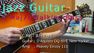 Video thumbnail for Jazz Guitar Backing and Solo Cmaj7 / D'Aquisto DQ-NYE New Yorker Walking bass by Sakoty's Guitar Channel