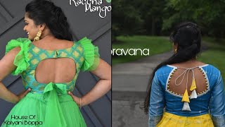 #kalyaniboppa long frock back neck models ||designer long frocks