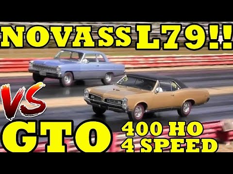 SMALL BLOCK vs BIG BLOCK !! 66 L79 Nova SS vs 67 Pontiac GTO 400 HO  - Drag Race - RoadTest®