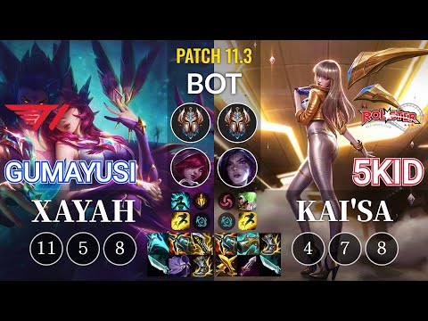 T1 Gumayusi Xayah vs KT 5kid Kai'Sa Bot - KR Patch 11.3