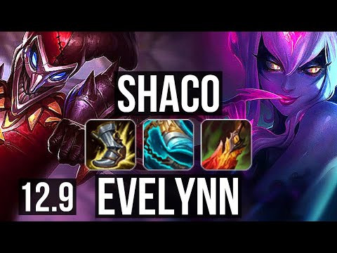SHACO vs EVELYNN (JNG) | 3.7M mastery, 1500+ games, 7/2/11, Godlike | NA Grandmaster | 12.9