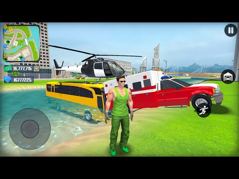 US Police Helicopter Coach Bus and Ambulance Go to Town VI Simulator - Android Gameplay.