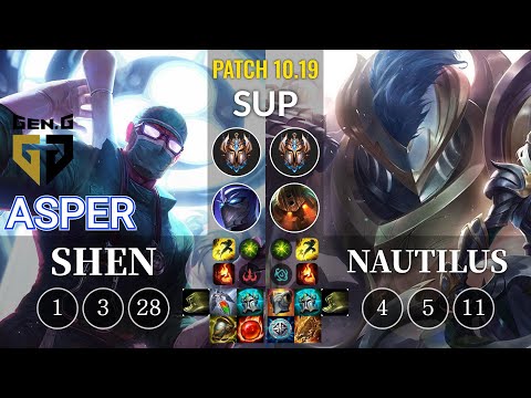 GEN Asper Shen vs Nautilus Sup - KR Patch 10.19