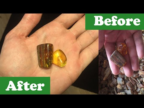 Polishing Raw Baltic Amber into gems