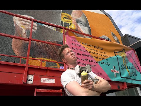 Mural op de zijgevel pand Gladiolenstraat is kleurrijke Ode aan Kerkrade-West