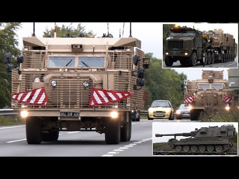 British Army convoys of heavily protected trucks and howitzers 🪖 🇬🇧