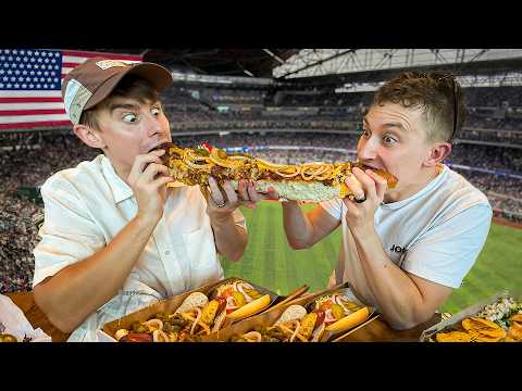 Two Brits try Texas Ballpark food!