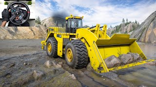 Caterpillar 993K Bulldozer Navigating Through a Muddy Terrain | Logitech G29 Gameplay #196