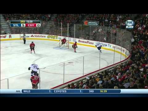 Vladimir Tarasenko epic one timer PPG 5-0 St. Louis Blues vs Calgary Flames 1/9/14 NHL Hockey