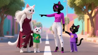 Mischievous little cat Secretly🥺✂️ cut her mother's dress 👗😱#ai #animation #cat #story 
