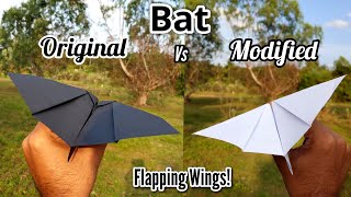 Original Vs Modified Paper Bats Flying Battle | How to Make a Paper Plane Fly Like a Bat | Tekraft