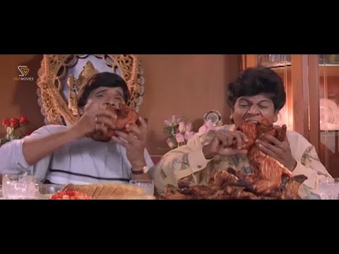 Shiva Rajkumar and S Narayan Eating Chicken | Comedy Scene | Galate Aliyandru Kannada Movie