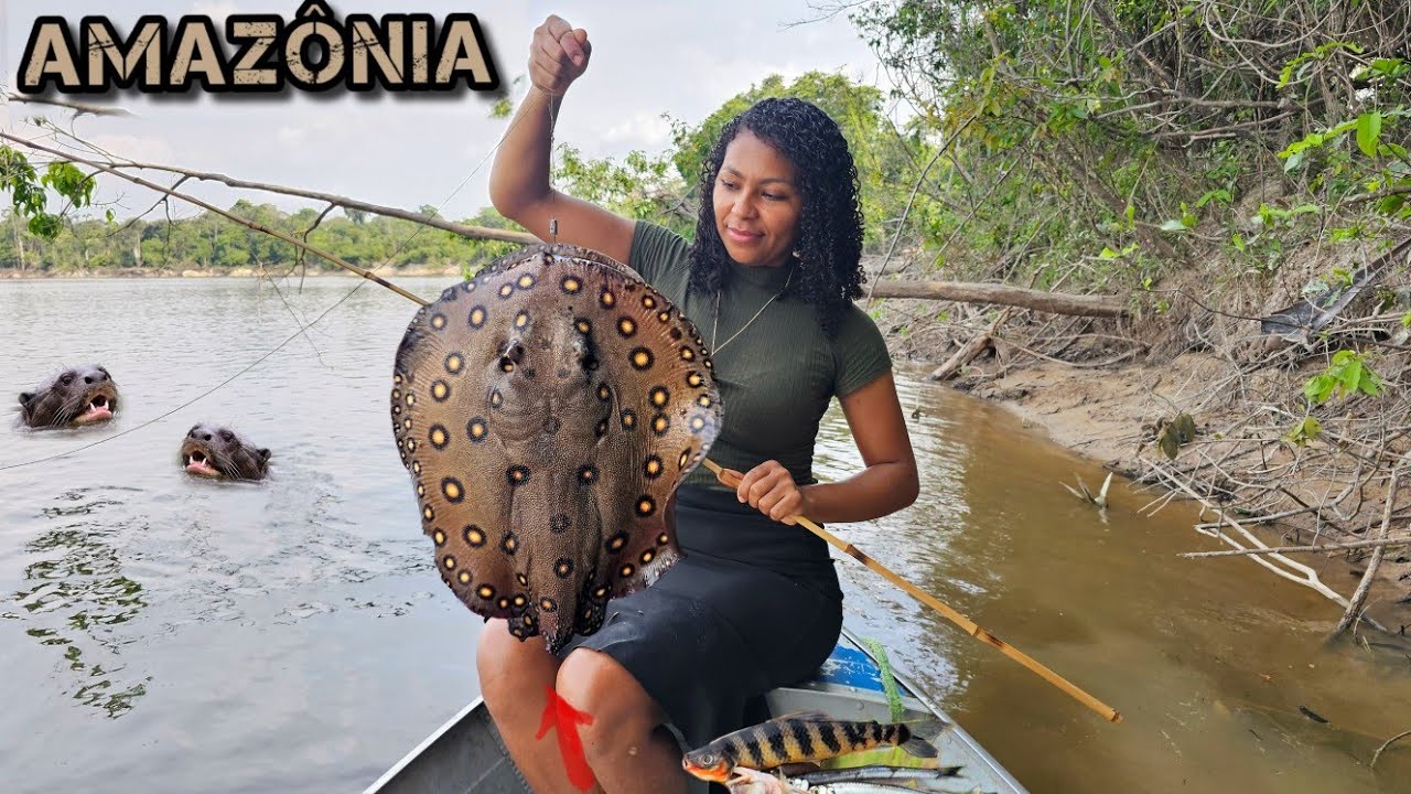 PESCA SELVAGEM, ELA SE DEU MUITO MAL, com Vara de BAMBU na Floresta Amazonica.