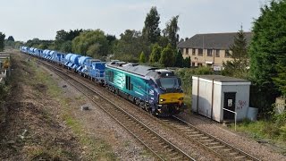 preview picture of video 'First Class 68 on RHTT Train - Direct Rail Services 68009 passing March West Junction'