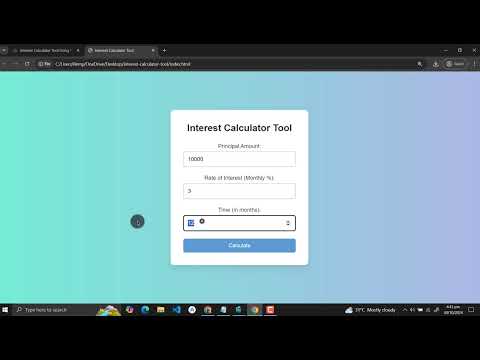 Interest Calculator Tool Using Html Css And Javascript With Source Code