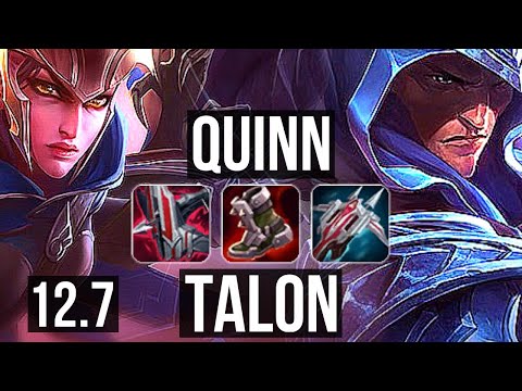 QUINN vs TALON (MID) | Rank 5 Quinn, 6/1/7, 900+ games, 1.0M mastery | KR Grandmaster | 12.7