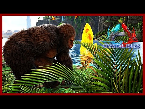 Gathering Fiber With Ease! Ark Gigantopithecus Taming! Dino Leash! Crystal Isles Map! Ep 37!