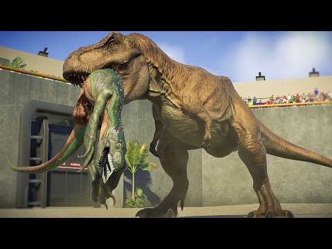 TYRANNOSAURUS REX vs ALL LARGE HERBIVORE & CARNIVORE ON ISLA NUBLAR - Jurassic World Evolution 2