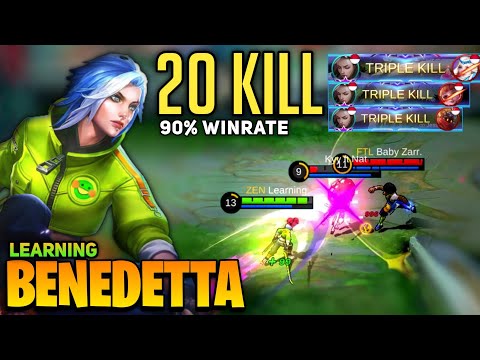 20 KILL! 90% Winrate, Benedetta Perfect Slash! [Top Global Benedetta] By Learning - Mobile Legend