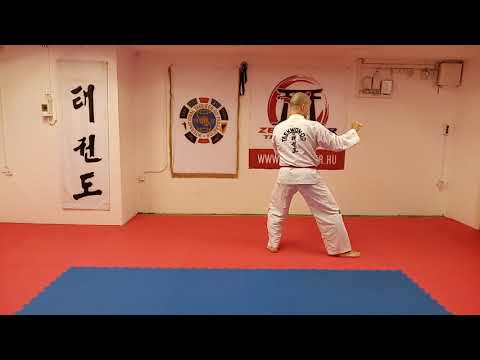 ZPTKD - Ap chagi kaunde (első lábbal), majd niunja sogi palmok daebi makgi