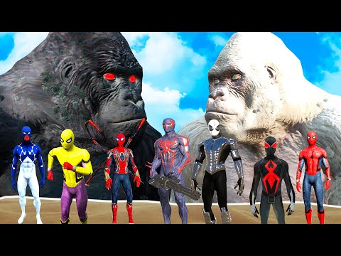 Team Spider-man vs King Kong Army - The Spider-man vs White and Black King Kong - i found White Kong