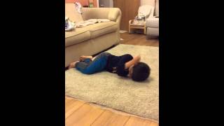 Bunnbunn doing Tumble Tots DVD exercise Dingle Dangle Scarecrow