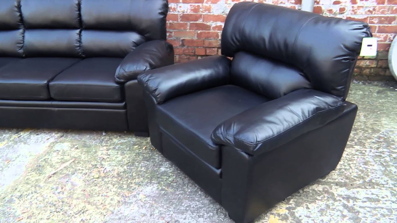 Watch video Black Leather Sofa Suite 3 plus 2 plus 1 seater or separate Now Black Leather Sofa Suite 3 plus 2 plus 1 seater or separate