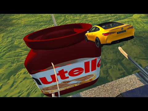 Beamng drive  Open bridge crashes over 4790 kg Giant #Nutella |street crash