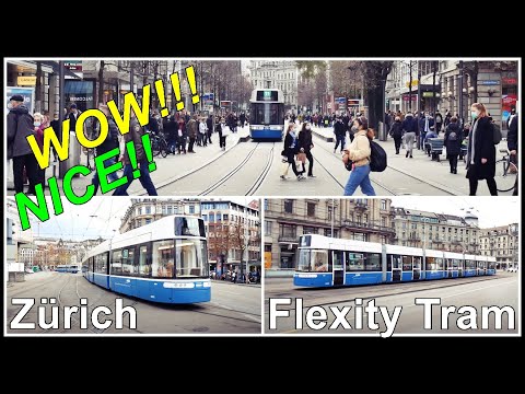 New Bombardier Tram Flexity in Zurich / Neues Tram Flexity in Zürich, Stadt Zürich, Schweiz 2020