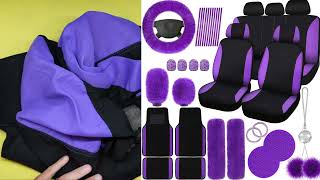 47 Piece Custom Car Seat Cover Full Set Purple Unboxing