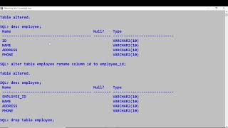 SQL DDL Commands - CREATE, ALTER, DROP TABLE - DEMO - Using ORACLE